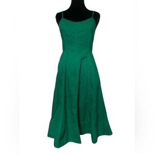 Banana Republic Sz 4 Linen Cotton Blend Green Corset Midi Dress